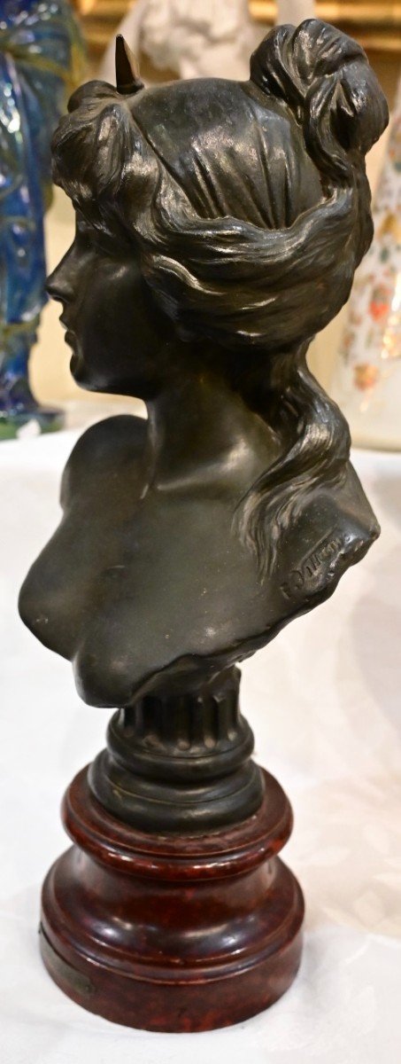Emmanuel Villanis - Buste En Bronze Art Nouveau-photo-2